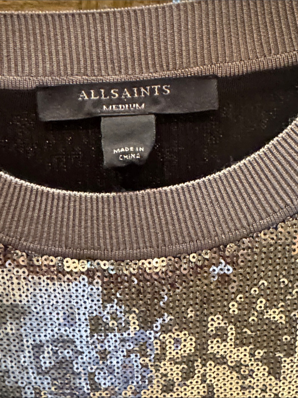 Like new All Saints Allsaints Opal Silver Sequin Logo Dress M $199! - Picture 6 of 8